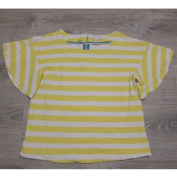 Anthropologie 9-H15 STCL Textured Yellow Stripe Shirt w/ Flowy Sleeves - Picture 2 of 4